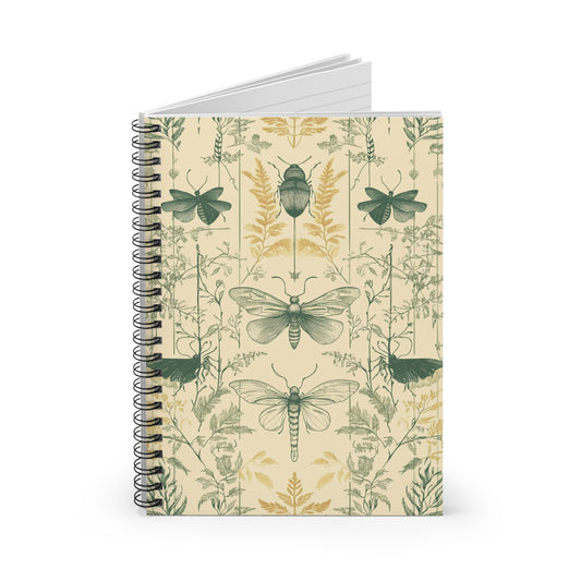 Botanical Insect Spiral Notebook - Elegant Nature-Inspired Journal for Nature Lovers, Eco-Friendly Stationery, Gift for Writers, Artists,