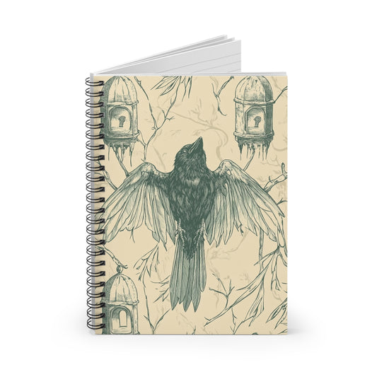 Enchanting Spirit Journal - Dark Fantasy Art, Mixed Media Notebook, Gift for Writers, Bird Lovers, Unique Stationery
