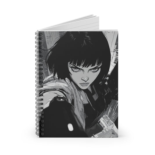 Fierce Artist Spiral Notebook - Ruled Line, Sketchbook for Creatives, Journaling, Black & White Art, Gift for Students