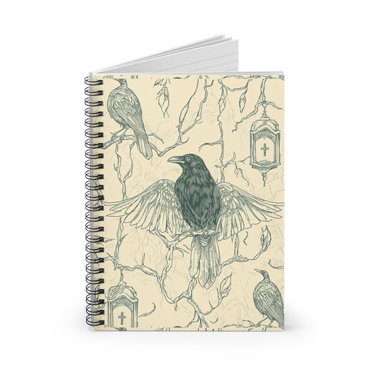 Vintage Raven Spiral Notebook - Ruled Line, Eco-Friendly Journal, Artistic Sketchbook, Great for Writers, Perfect Gift for Artists