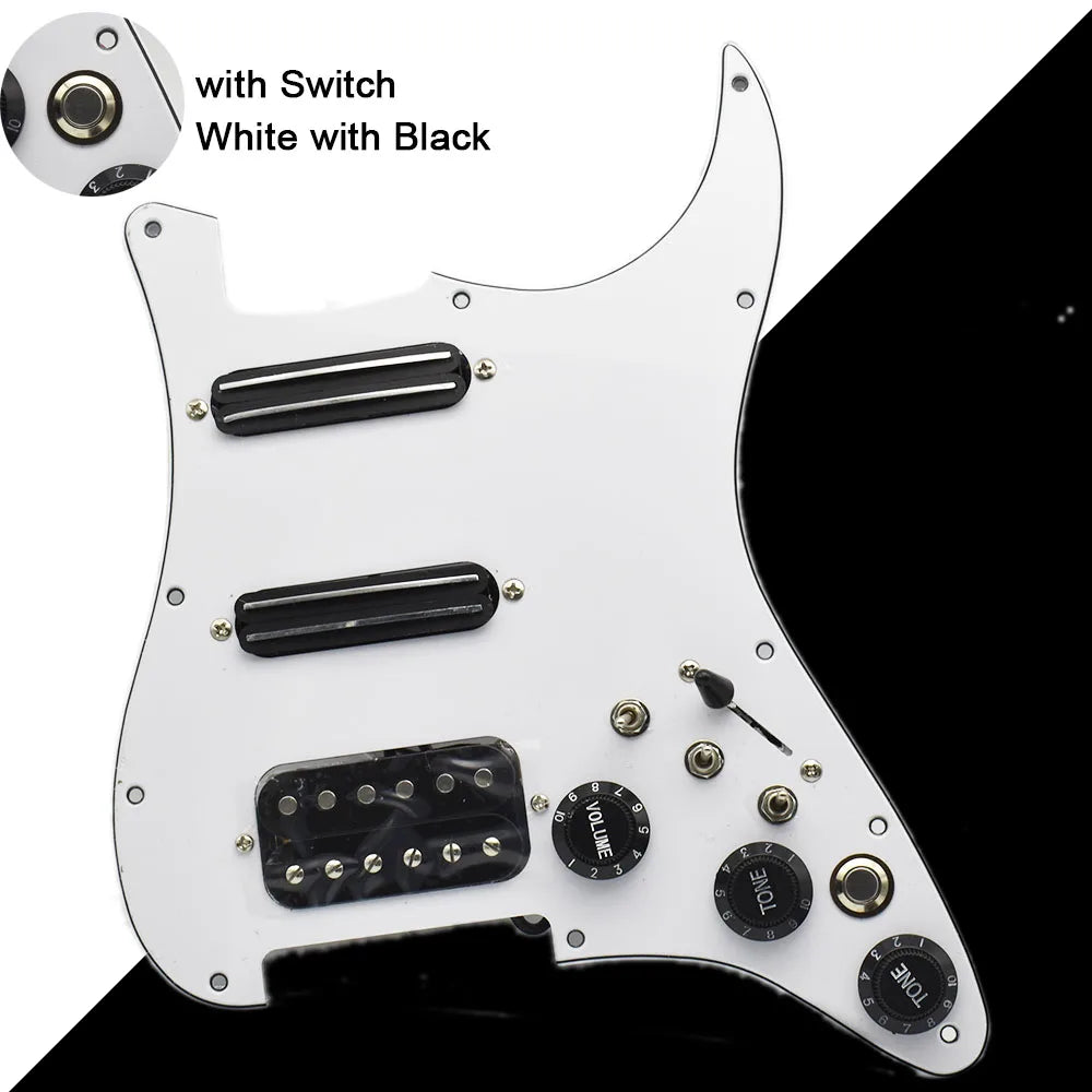 ST Electric Guitar Double Coil Pickup with Singlecut Wiring Loaded Prewired SSH Guitar Pickguard Scratchplate Assembly Black