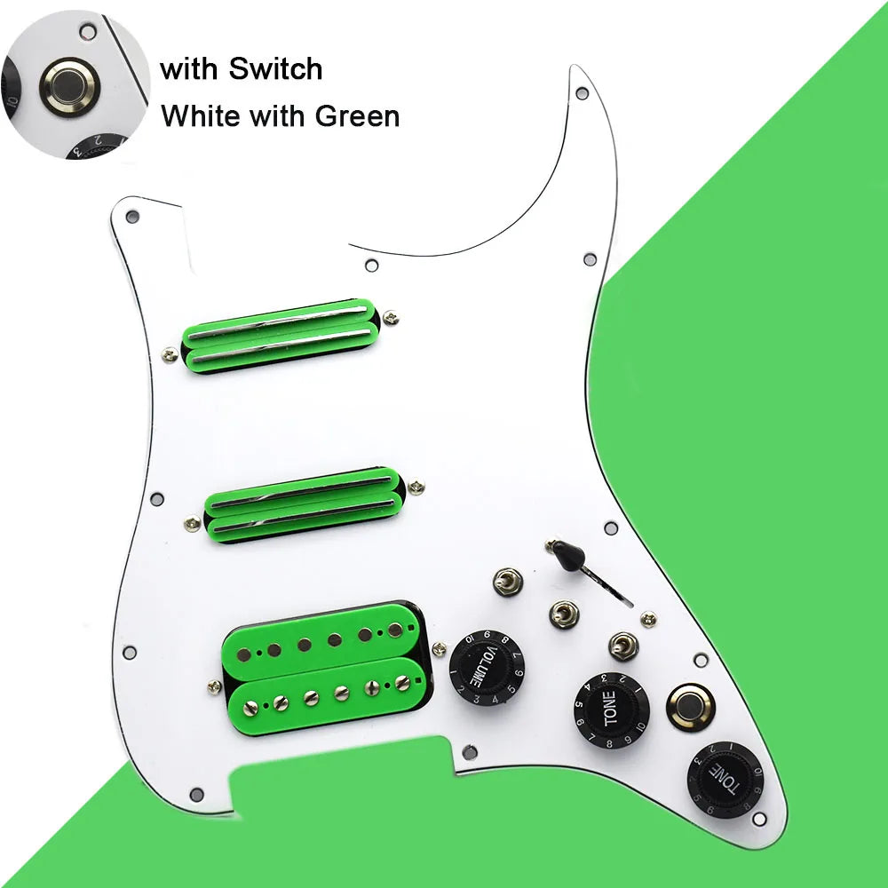 ST Electric Guitar Double Coil Pickup with Singlecut Wiring Loaded Prewired SSH Guitar Pickguard Scratchplate Assembly Black