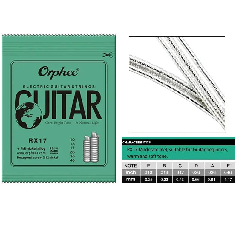 Orphee Set RX Series Electric Guitar Strings Hexagonal Carbon Steel 6 String Core