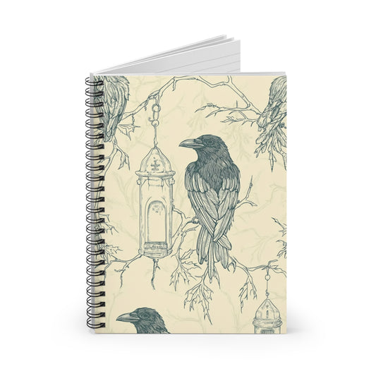 Mystical Raven Spiral Notebook - Enchanted Writing Journal for Creatives, Perfect Gift for Writers, Halloween Decor, Art Sketchbook, Nature