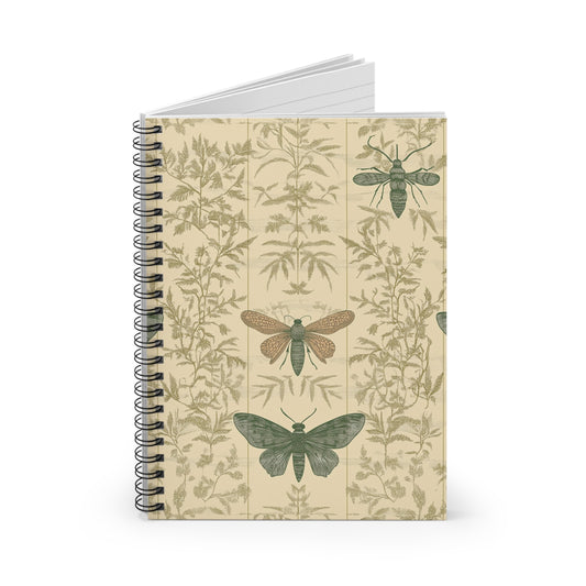 Botanical Moth Spiral Notebook - Nature-Inspired Journal, Eco-Friendly, Gift for Writers or Students, Perfect for School or Home