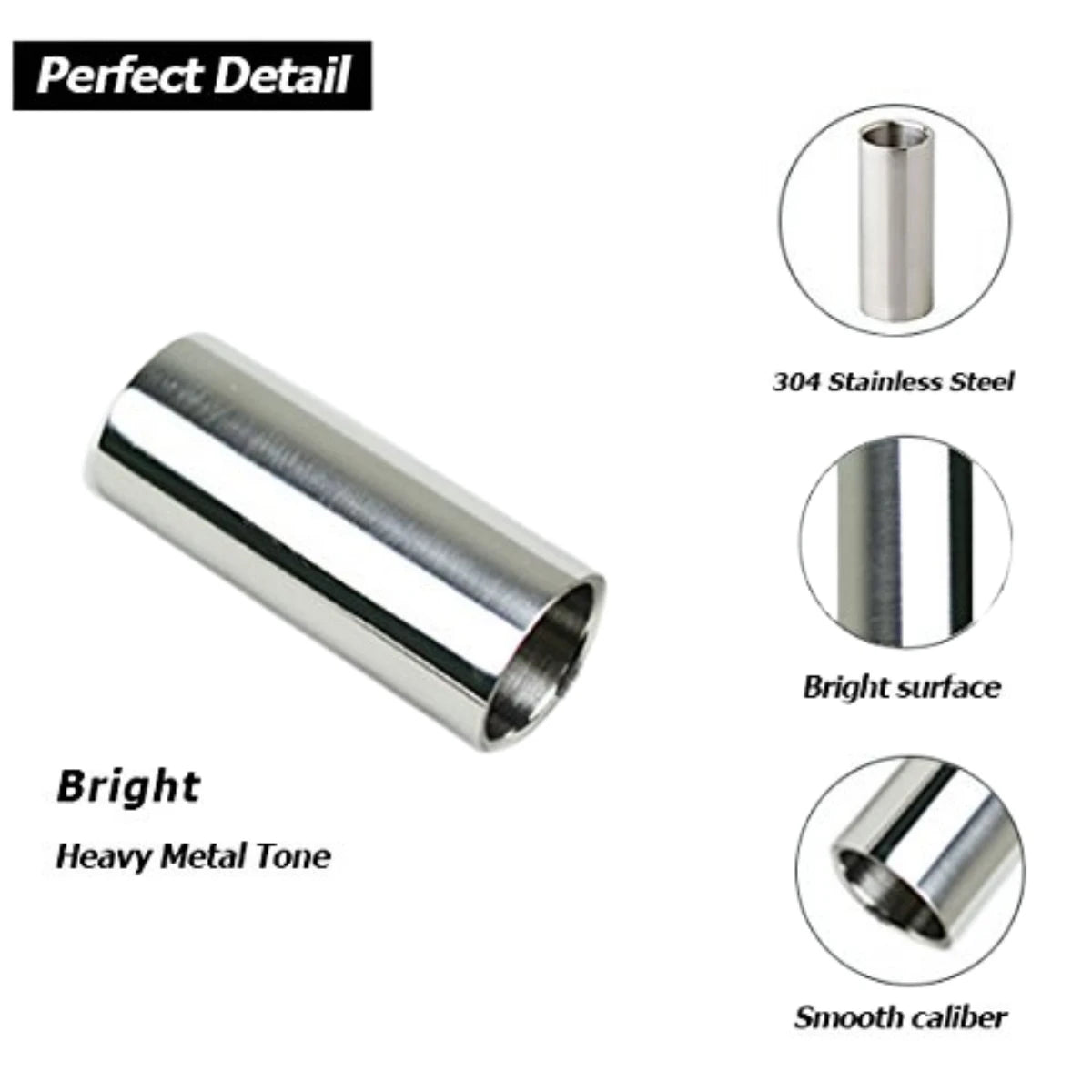 Miwayer Guitar Slide Bar: 60MM High Stainless Steel Metal or Glass Finger