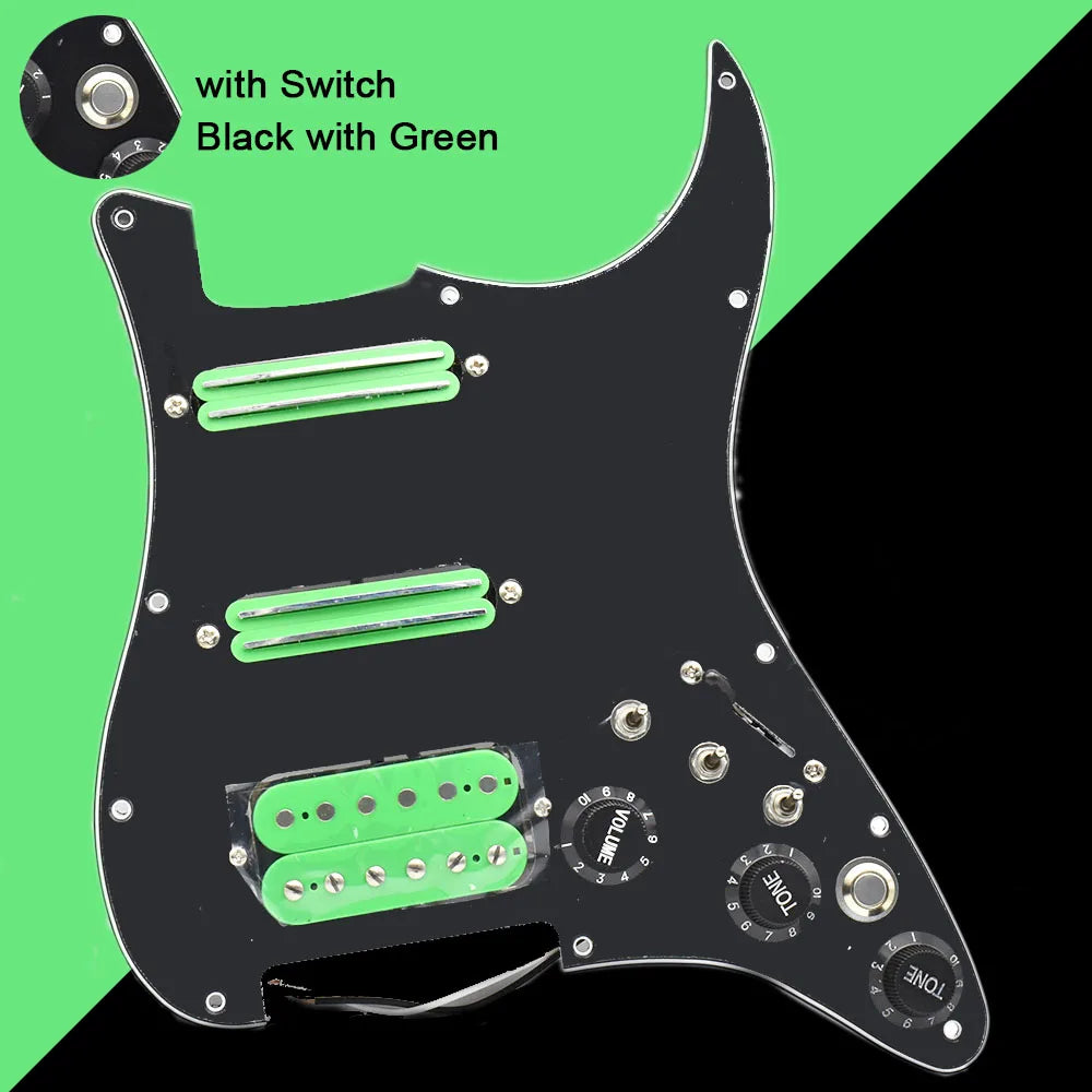 ST Electric Guitar Double Coil Pickup with Singlecut Wiring Loaded Prewired SSH Guitar Pickguard Scratchplate Assembly Black