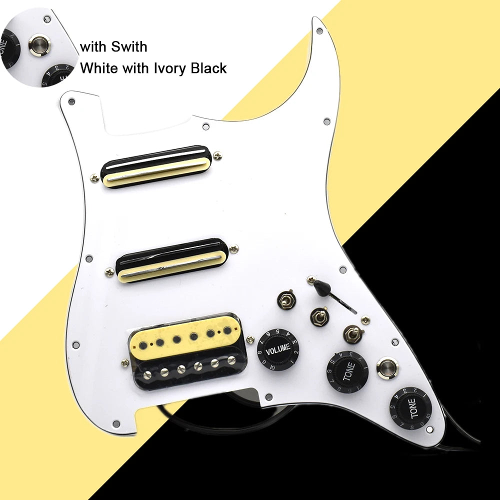 ST Electric Guitar Double Coil Pickup with Singlecut Wiring Loaded Prewired SSH Guitar Pickguard Scratchplate Assembly Black