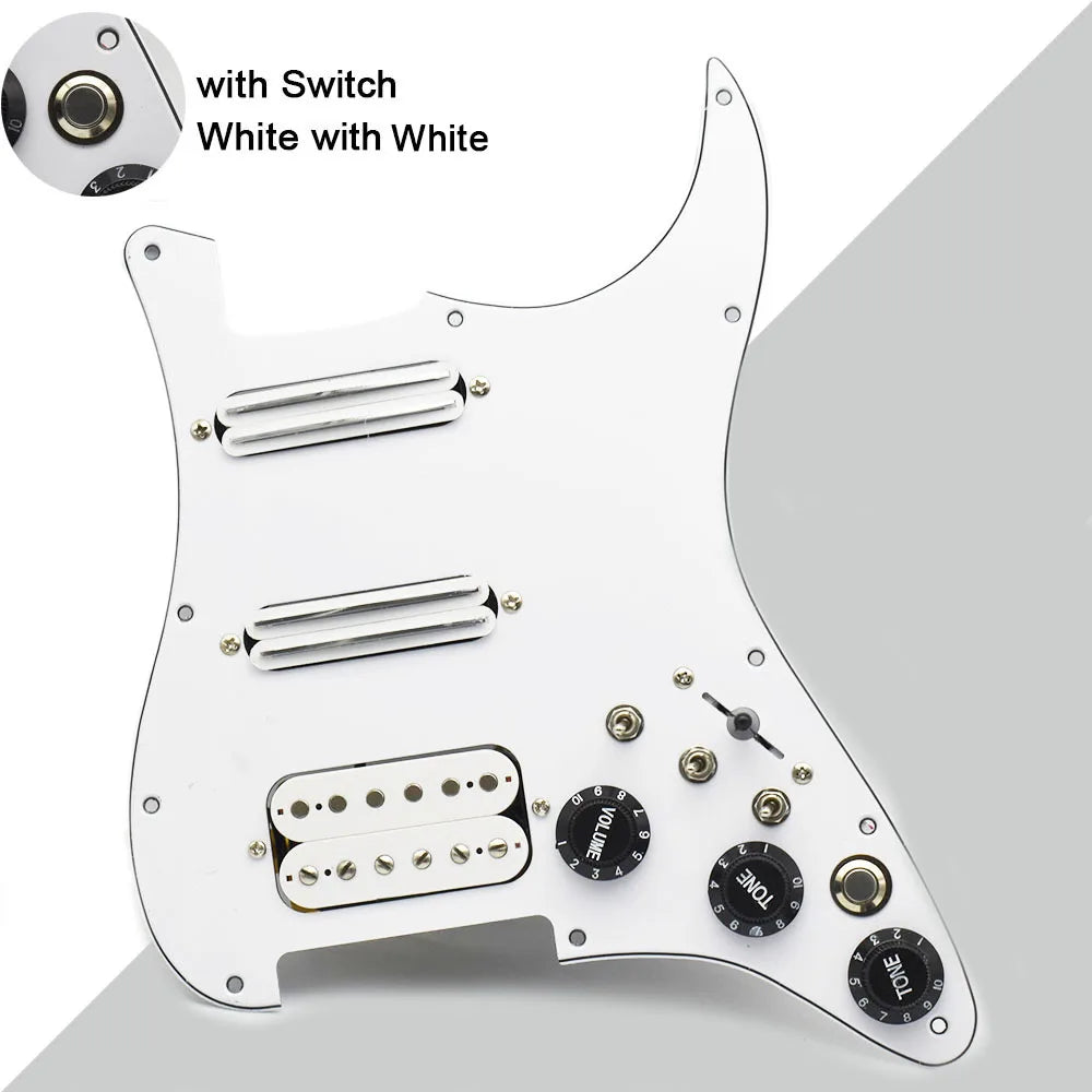 ST Electric Guitar Double Coil Pickup with Singlecut Wiring Loaded Prewired SSH Guitar Pickguard Scratchplate Assembly Black