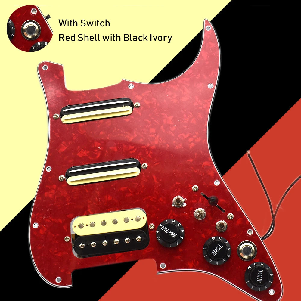 ST Electric Guitar Double Coil Pickup with Singlecut Wiring Loaded Prewired SSH Guitar Pickguard Scratchplate Assembly Black