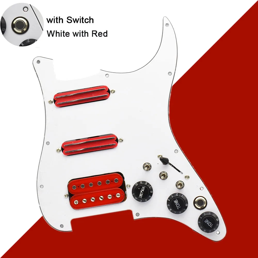 ST Electric Guitar Double Coil Pickup with Singlecut Wiring Loaded Prewired SSH Guitar Pickguard Scratchplate Assembly Black