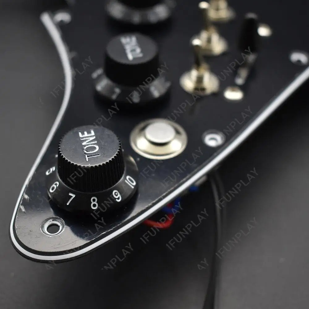 ST Electric Guitar Double Coil Pickup with Singlecut Wiring Loaded Prewired SSH Guitar Pickguard Scratchplate Assembly Black