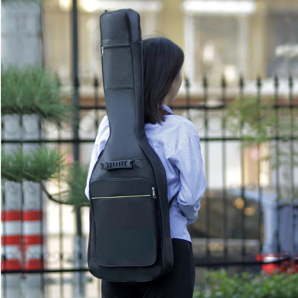 Electric Guitar Gig Bag Black Waterproof Guitar Case Double Strap Padded Bag