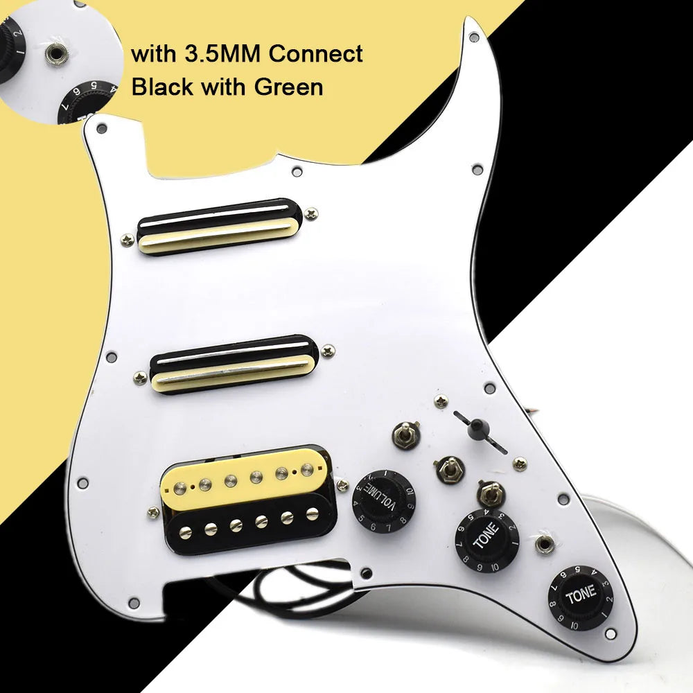 ST Electric Guitar Double Coil Pickup with Singlecut Wiring Loaded Prewired SSH Guitar Pickguard Scratchplate Assembly Black
