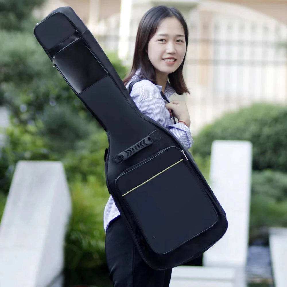 Electric Guitar Gig Bag Black Waterproof Guitar Case Double Strap Padded Bag