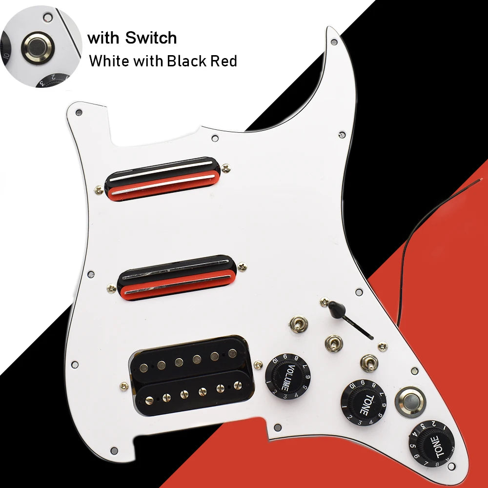 ST Electric Guitar Double Coil Pickup with Singlecut Wiring Loaded Prewired SSH Guitar Pickguard Scratchplate Assembly Black