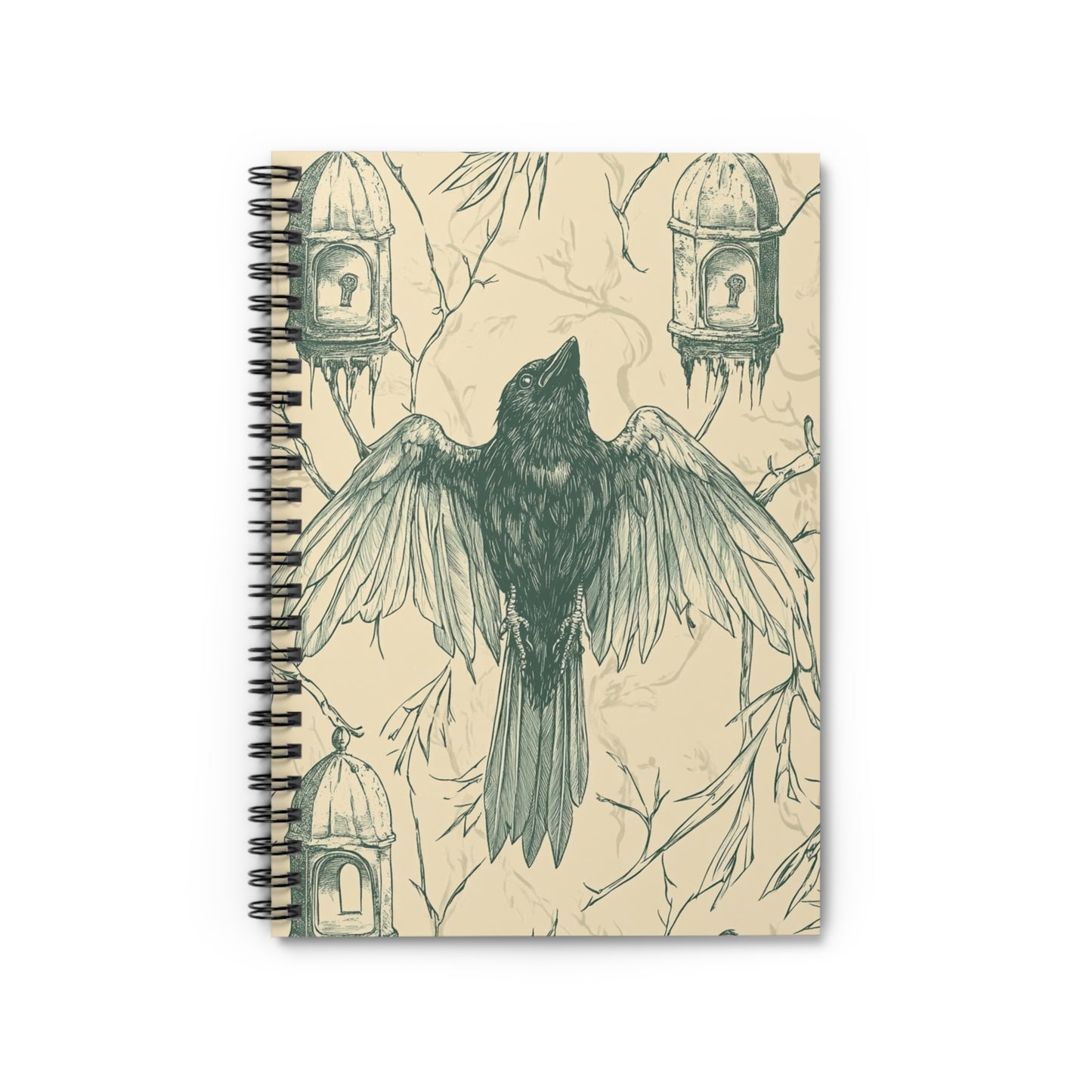 Enchanting Spirit Journal - Dark Fantasy Art, Mixed Media Notebook, Gift for Writers, Bird Lovers, Unique Stationery
