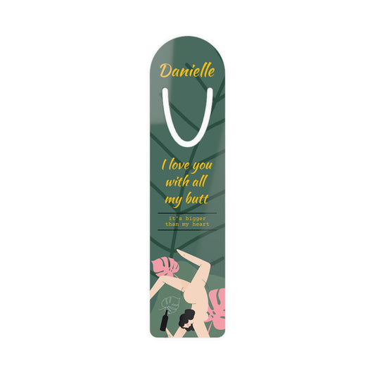 Personalized Cheeky Love & Floral Bookmark | Custom Printed Name + Tagline