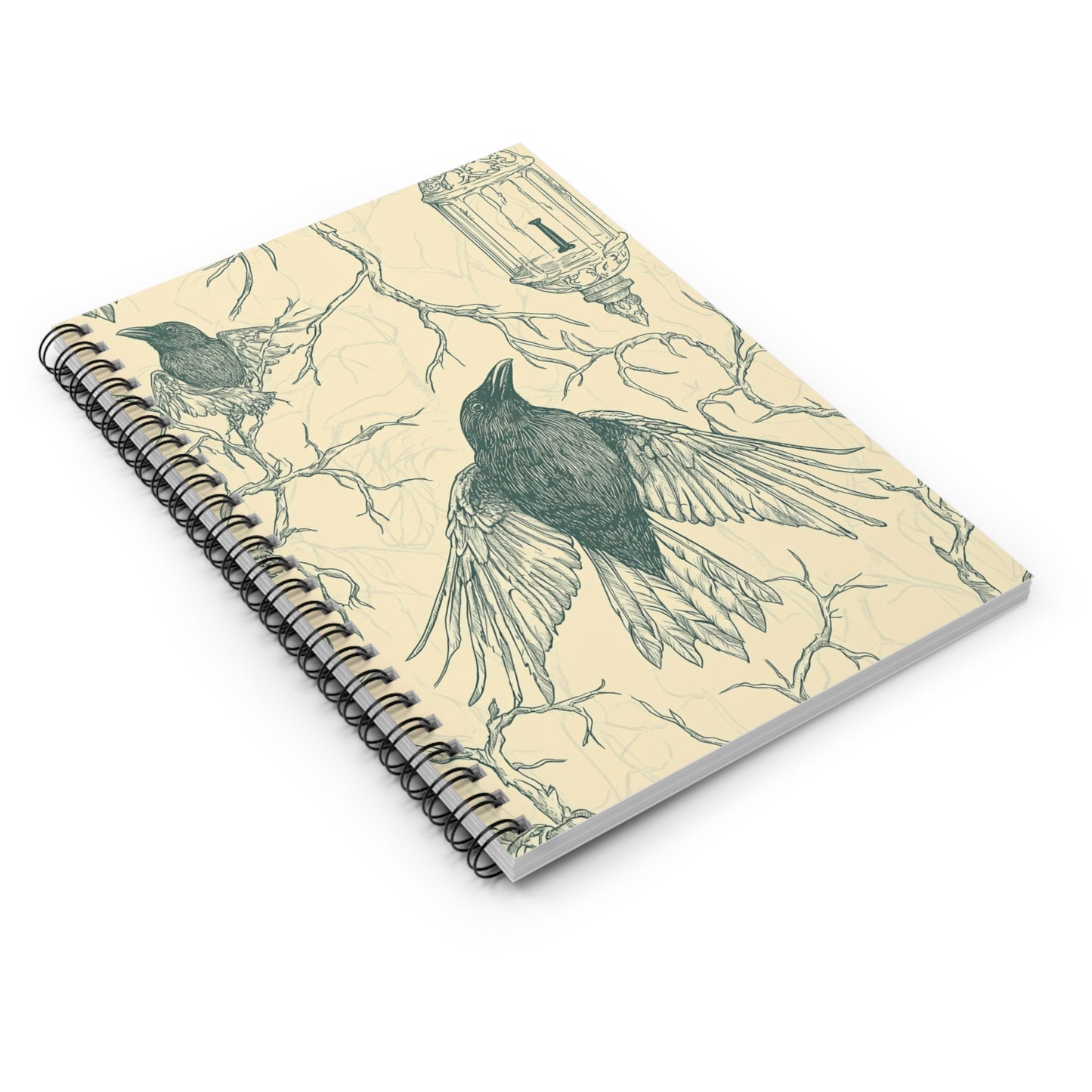 Artistic Spiral Notebook - Elegant Raven Design, Journaling, Sketching, Gift for Writers, Nature Lovers, Halloween Decor