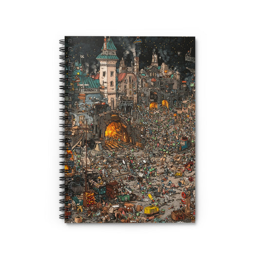 Whimsical Urban Spiral Notebook - Perfect for Artists, Writers, or Students, Unique Gift for Holidays, Creative Journaling