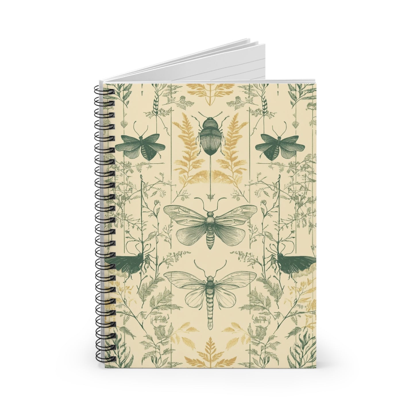Botanical Insect Spiral Notebook - Elegant Nature-Inspired Journal for Nature Lovers, Eco-Friendly Stationery, Gift for Writers, Artists,
