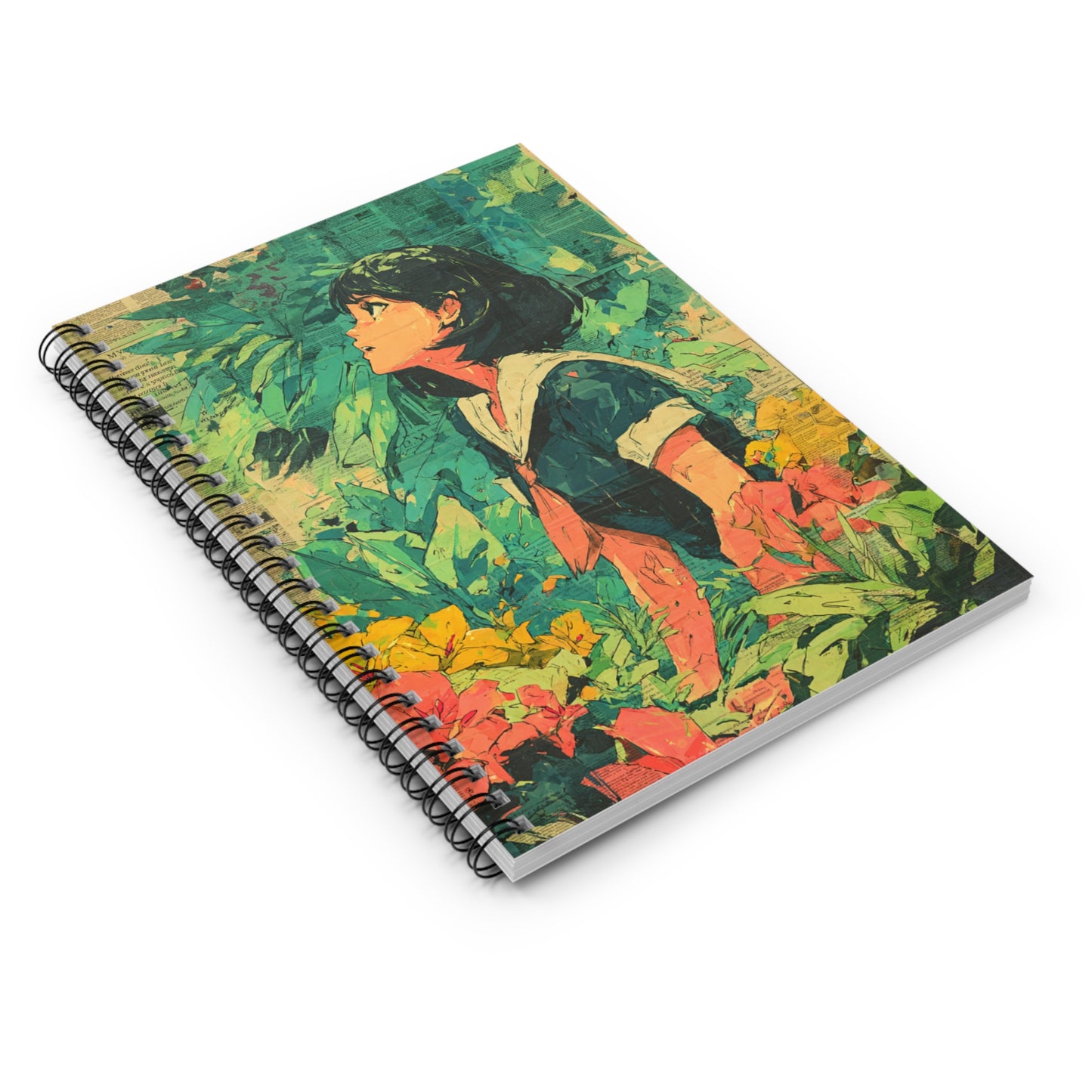 Whimsical Floral Spiral Notebook - Ruled Line, Nature Journal, Gift for Writers, Study Notebook, Eco-Friendly Stationery