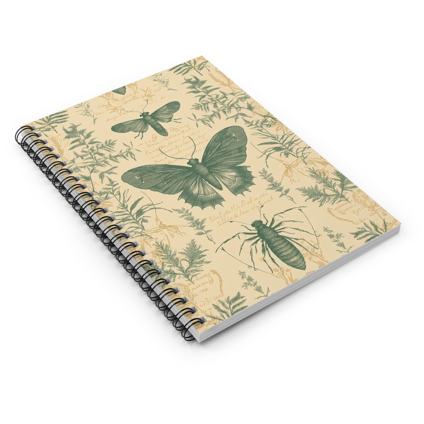 Botanical Insect Spiral Notebook - Ruled Line, Vintage Style, Eco-Friendly Journal, Gift for Nature Lovers, School Supplies, Home Office