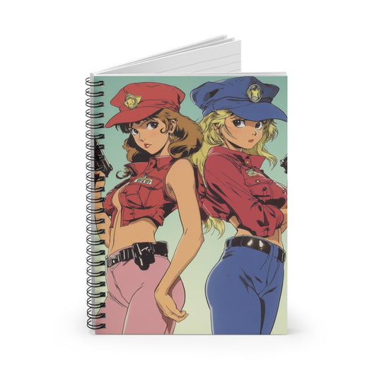 Retro Anime Police Women Spiral Notebook - Perfect for Journaling, Stationery, Gifts for Anime Lovers, School Supplies, Back to School