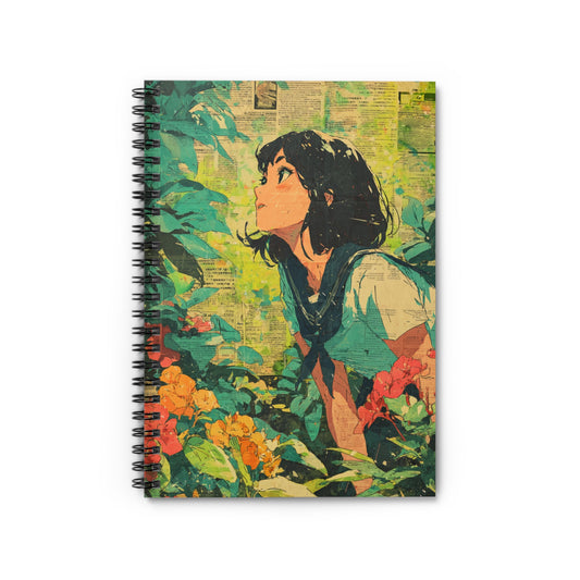 Whimsical Nature Spiral Notebook - Ruled Line, Cute Journal, Garden Sketchbook, Eco-Friendly Writing Pad, Stationery Gift