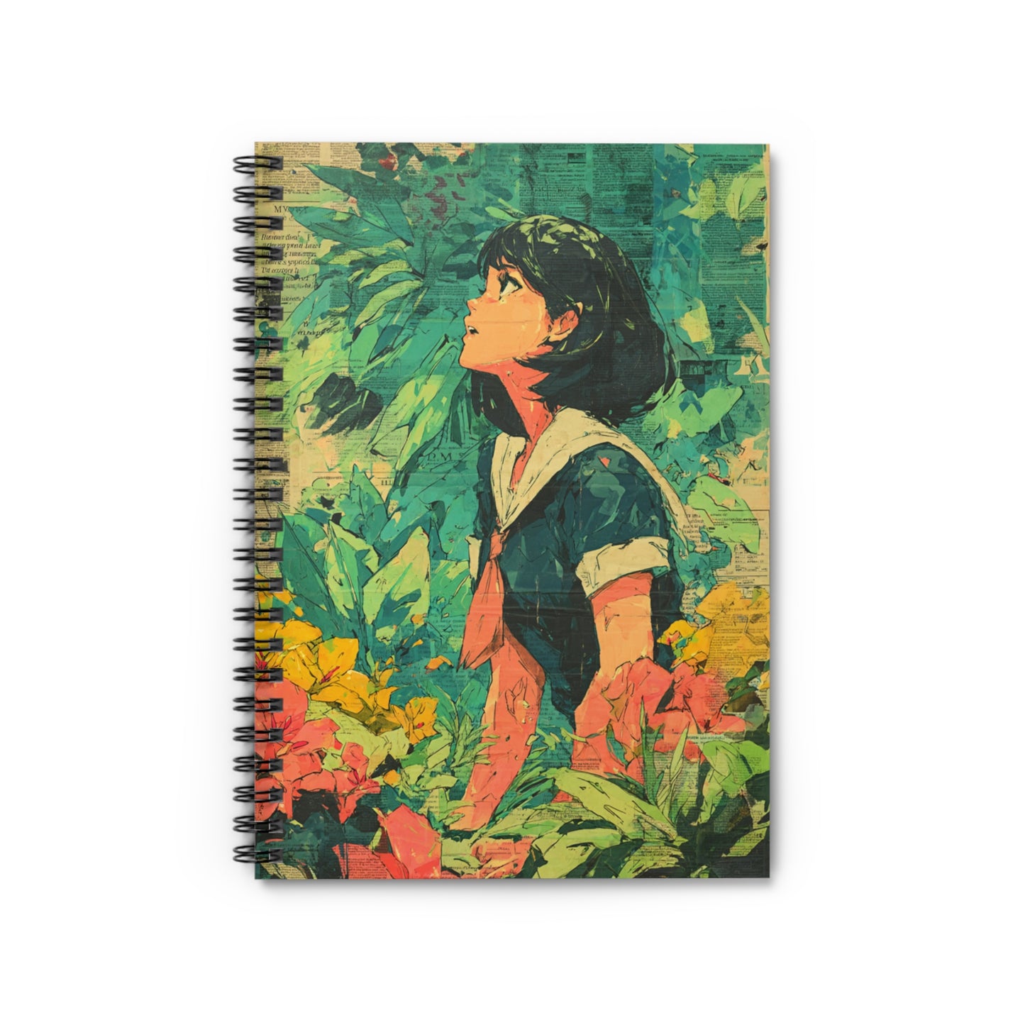 Whimsical Floral Spiral Notebook - Ruled Line, Nature Journal, Gift for Writers, Study Notebook, Eco-Friendly Stationery