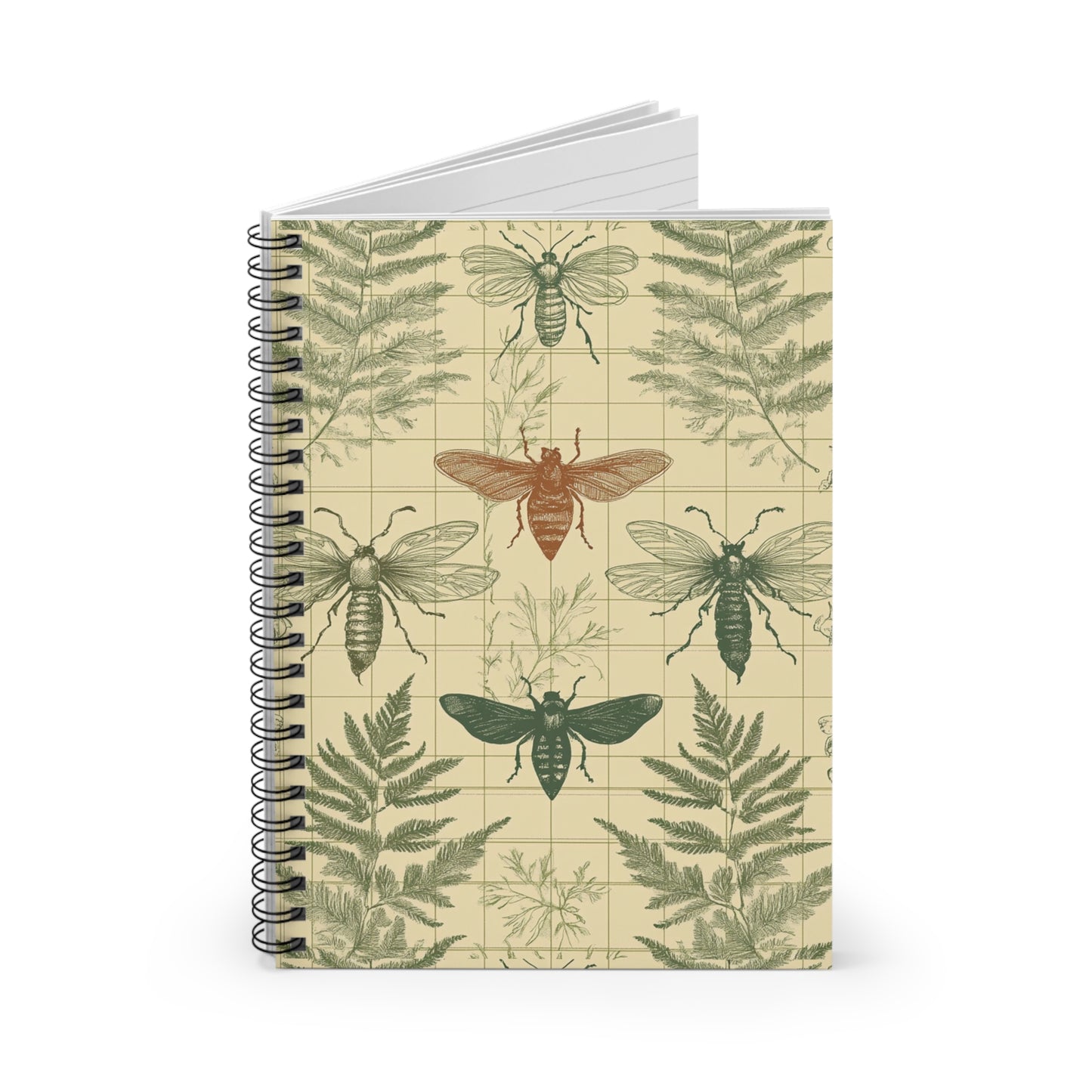 Vintage-Inspired Insect Spiral Notebook, Nature Lover's Journal, Eco-Friendly Sketchbook, Gift for Students, Artistic Planner