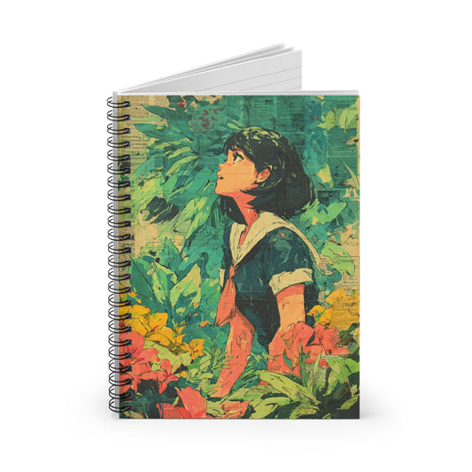 Whimsical Floral Spiral Notebook - Ruled Line, Nature Journal, Gift for Writers, Study Notebook, Eco-Friendly Stationery