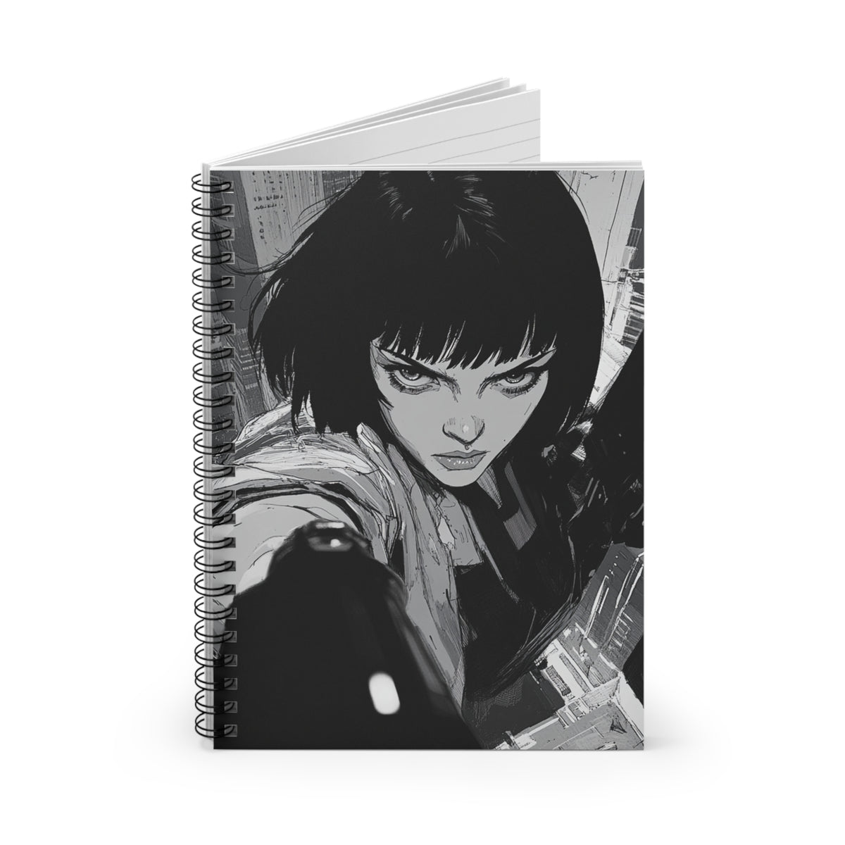Fierce Artist Spiral Notebook - Ruled Line, Sketchbook for Creatives, Journaling, Black & White Art, Gift for Students