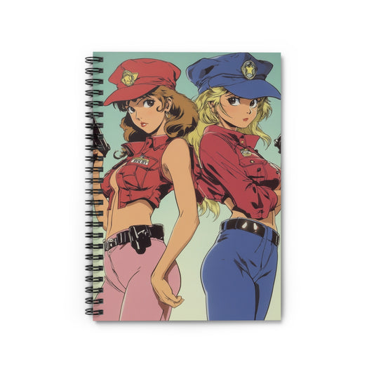 Retro Anime Police Women Spiral Notebook - Perfect for Journaling, Stationery, Gifts for Anime Lovers, School Supplies, Back to School