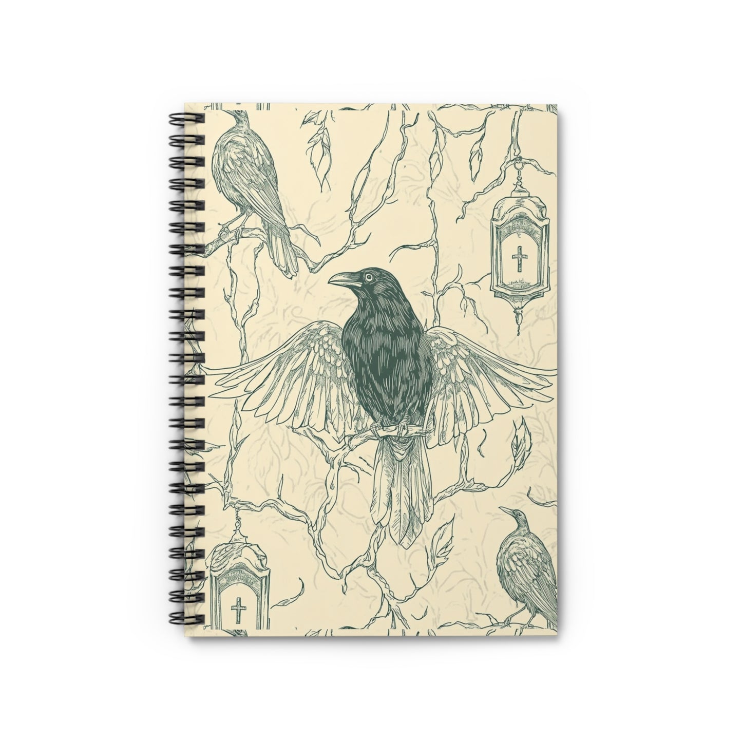 Vintage Raven Spiral Notebook - Ruled Line, Eco-Friendly Journal, Artistic Sketchbook, Great for Writers, Perfect Gift for Artists