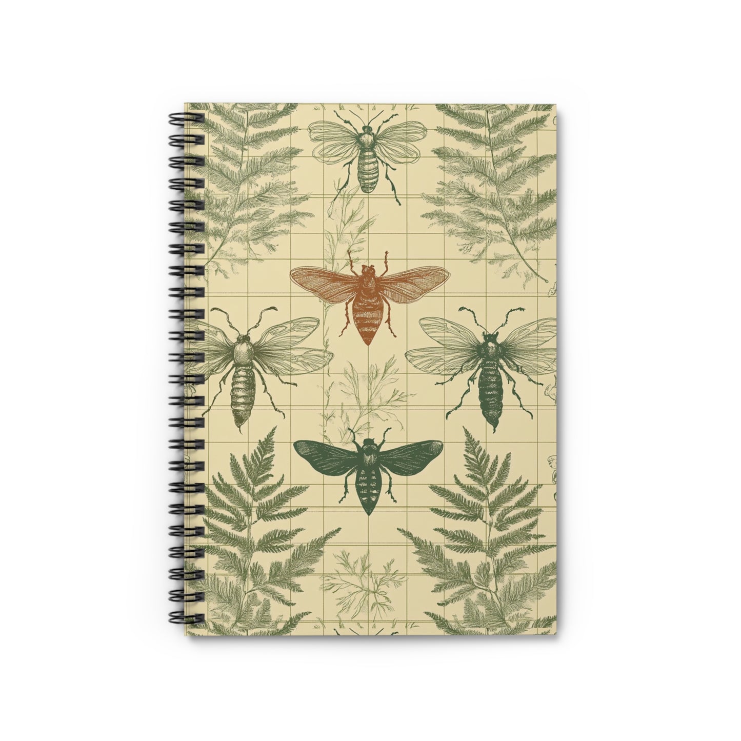 Vintage-Inspired Insect Spiral Notebook, Nature Lover's Journal, Eco-Friendly Sketchbook, Gift for Students, Artistic Planner