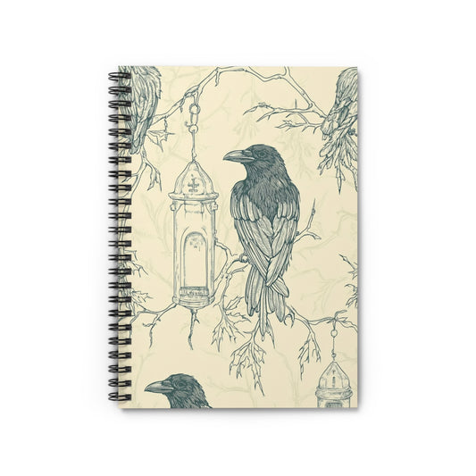 Mystical Raven Spiral Notebook - Enchanted Writing Journal for Creatives, Perfect Gift for Writers, Halloween Decor, Art Sketchbook, Nature