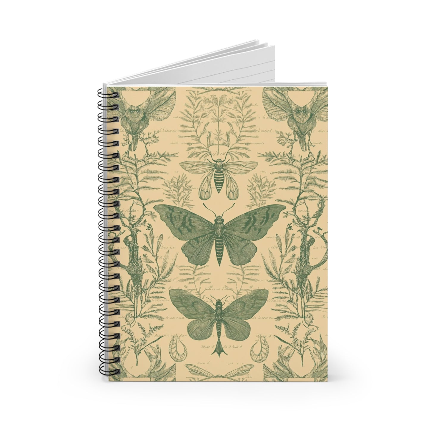 Botanical Insect Spiral Notebook, Eco-Friendly Journal for Nature Lover