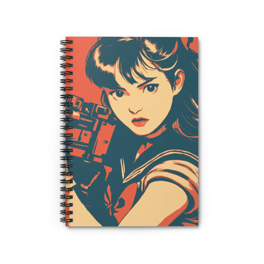 Artistic Spiral Notebook - Ruled Line, Anime Inspired Journal, Cute Sketchbook, Unique Gift for Students, Personalized Stationery, Retro