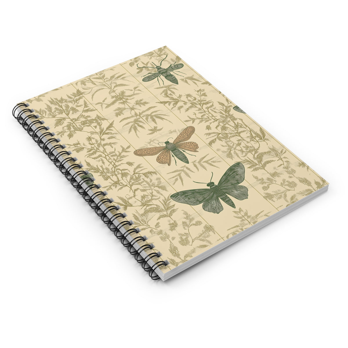 Botanical Moth Spiral Notebook - Nature-Inspired Journal, Eco-Friendly, Gift for Writers or Students, Perfect for School or Home