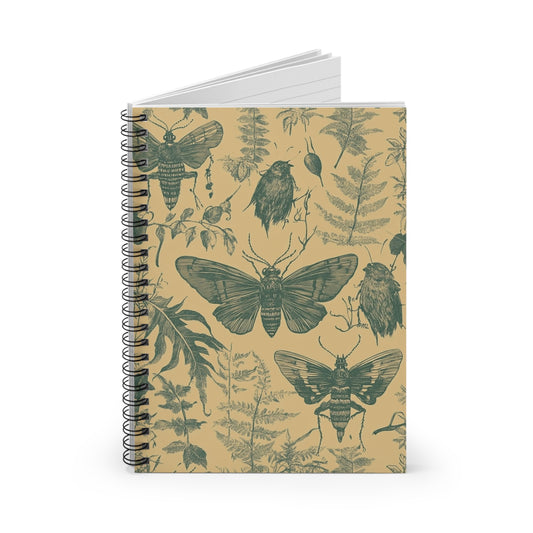 Vintage-Inspired Spiral Notebook with Gothic Insect Design, Nature Journal, Eco-Friendly Stationery, Perfect Gift for Writers, Artists,