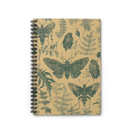 Vintage-Inspired Spiral Notebook with Gothic Insect Design, Nature Journal, Eco-Friendly Stationery, Perfect Gift for Writers, Artists,