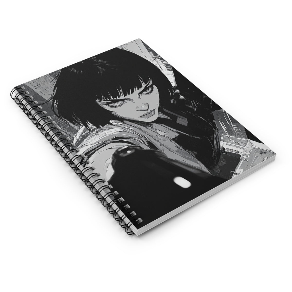 Fierce Artist Spiral Notebook - Ruled Line, Sketchbook for Creatives, Journaling, Black & White Art, Gift for Students