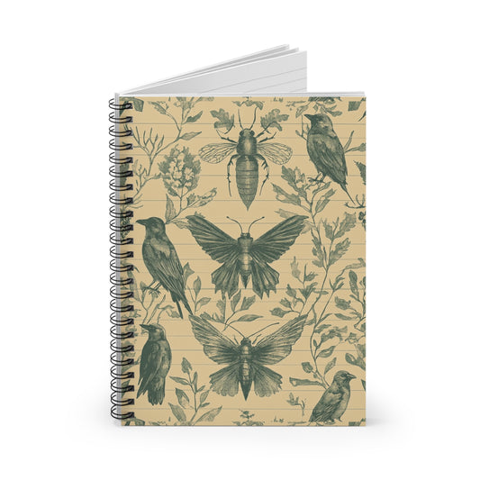Botanical Insect Spiral Notebook - Nature Lovers, Journal, Sketching, Gift for Her, Eco-Friendly, Study