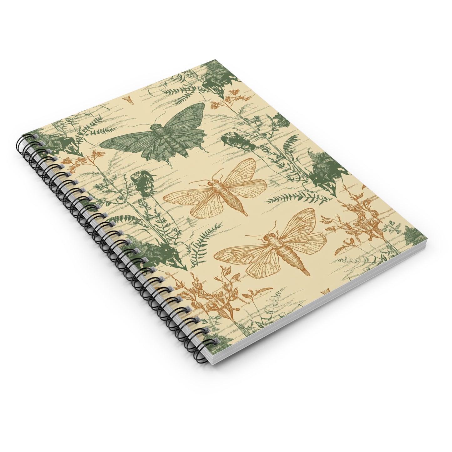 Botanical Moth Spiral Notebook - Nature Lover Gift, Journaling, Sketching, Eco-Friendly, School Supplies, Vintage Style