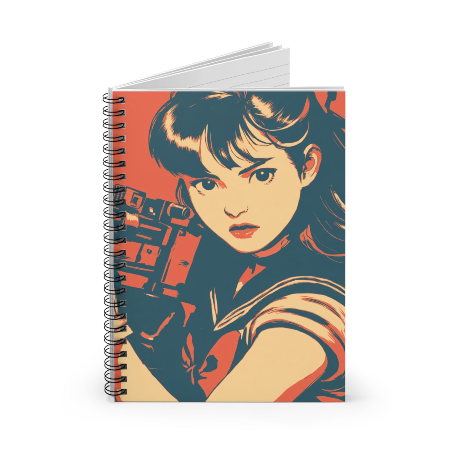 Artistic Spiral Notebook - Ruled Line, Anime Inspired Journal, Cute Sketchbook, Unique Gift for Students, Personalized Stationery, Retro