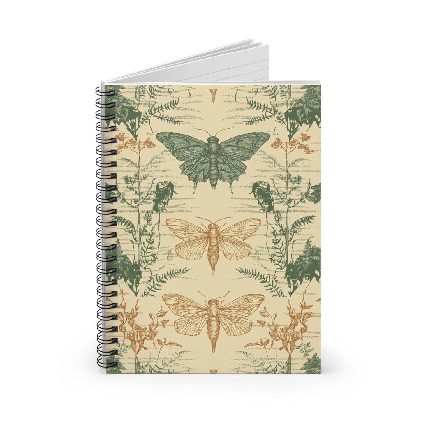 Botanical Moth Spiral Notebook - Nature Lover Gift, Journaling, Sketching, Eco-Friendly, School Supplies, Vintage Style