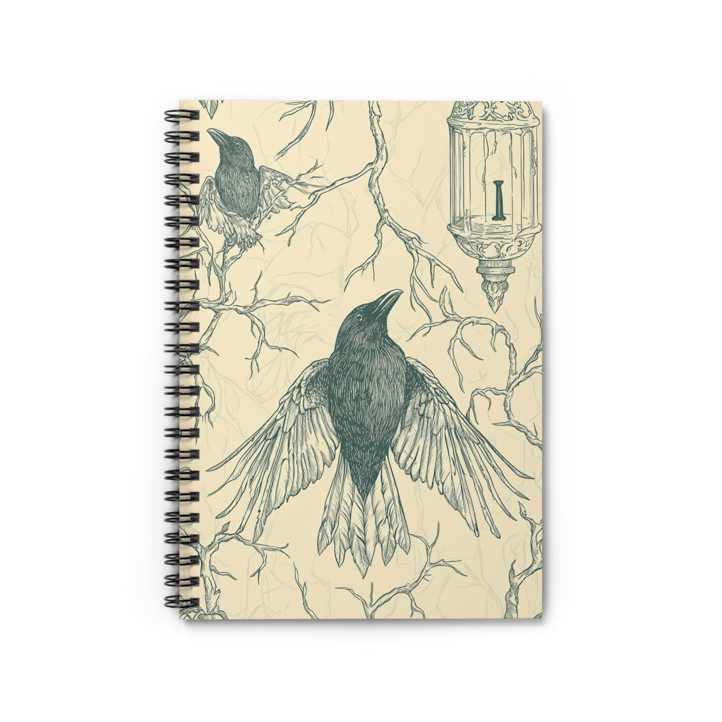 Artistic Spiral Notebook - Elegant Raven Design, Journaling, Sketching, Gift for Writers, Nature Lovers, Halloween Decor