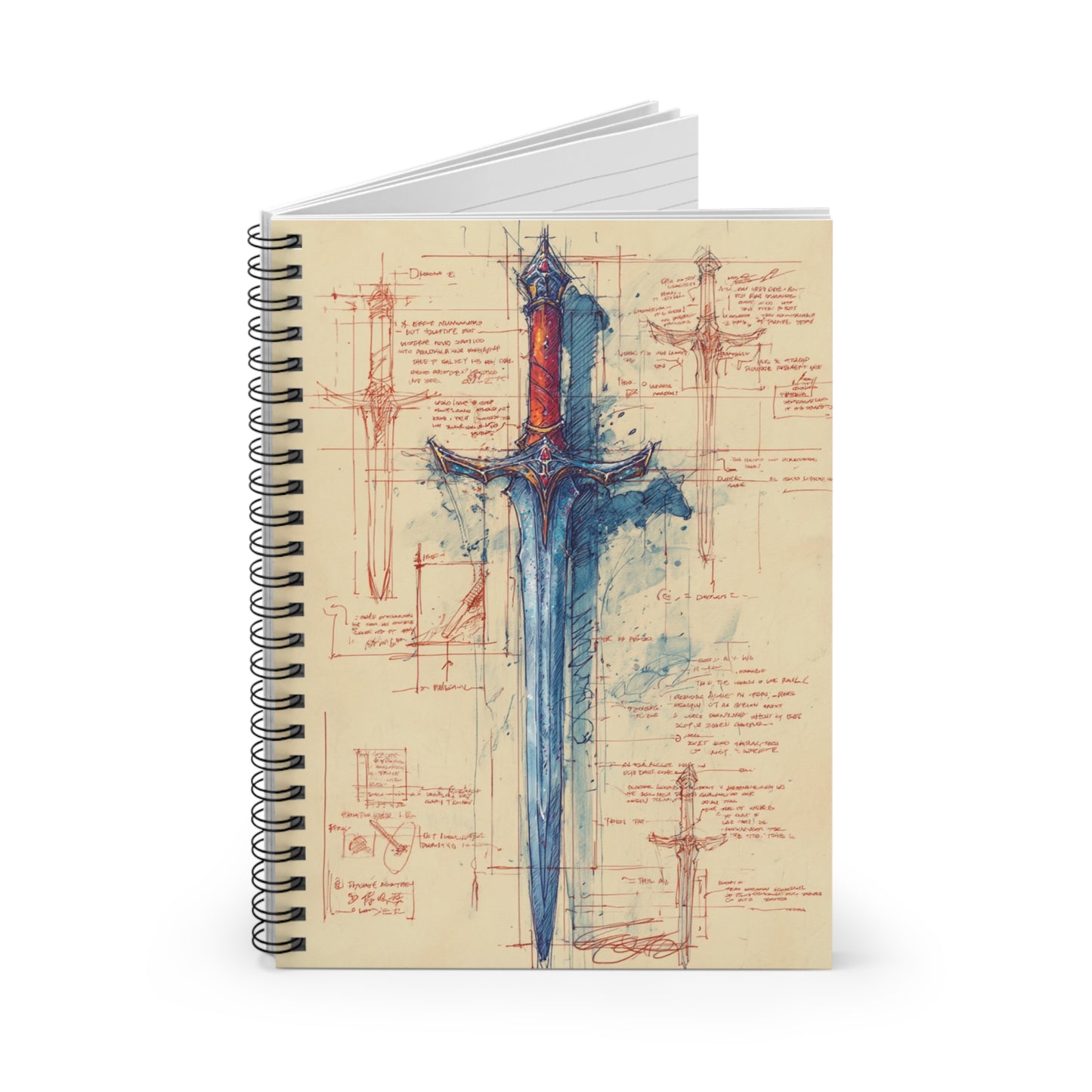 Fantasy Sword Sketch Spiral Notebook - Perfect for Artists, Students, Journaling, Gifts for Fantasy Lovers, Sketching, Writing Ideas