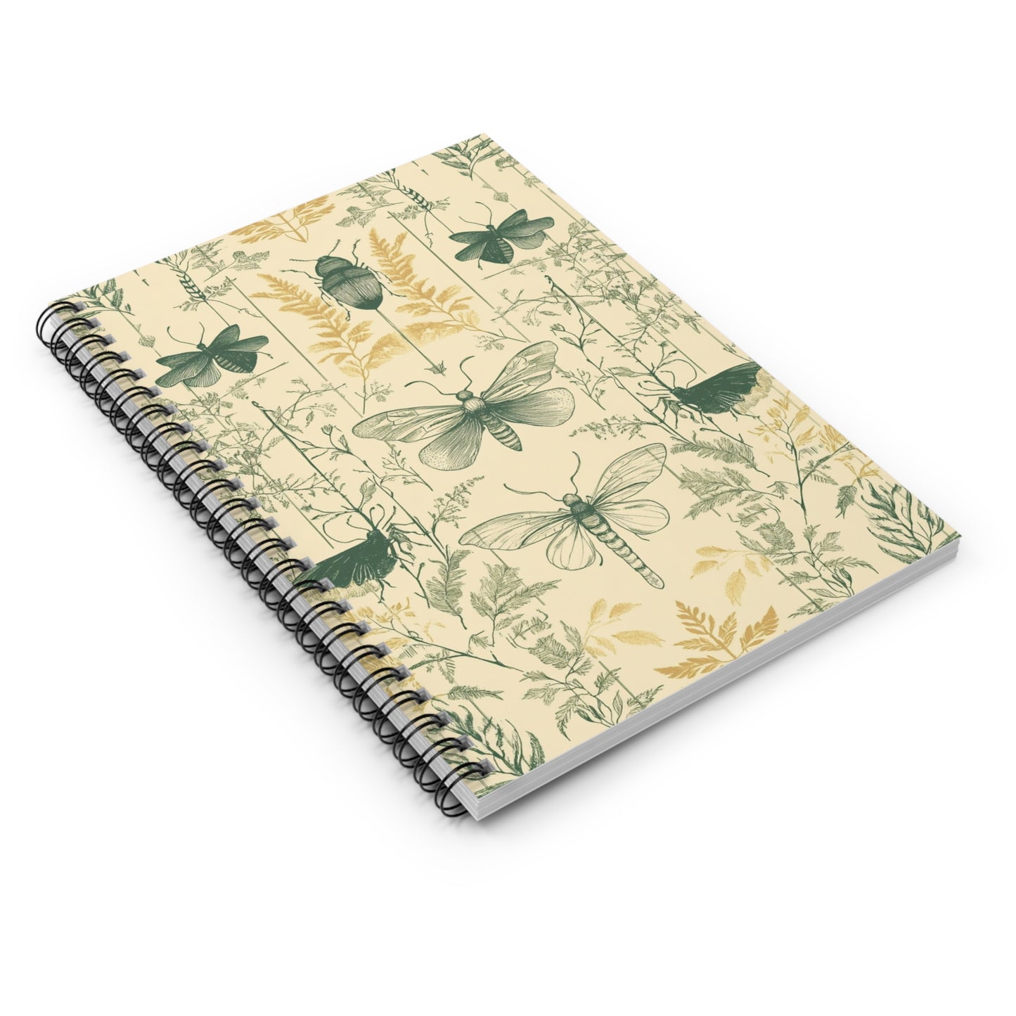 Botanical Insect Spiral Notebook - Elegant Nature-Inspired Journal for Nature Lovers, Eco-Friendly Stationery, Gift for Writers, Artists,